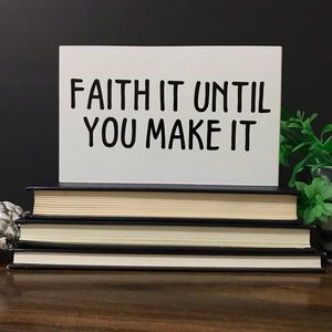 Faith Sign Religous Theme Small Wood Block Quote A